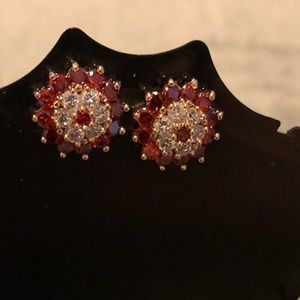 💥💥💥Garnet & White Sapphire Stud Earrings